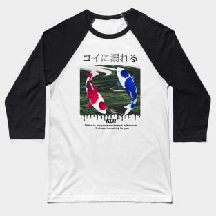 Ying Yang Aesthetic Koi Fishes Design Baseball T-Shirt